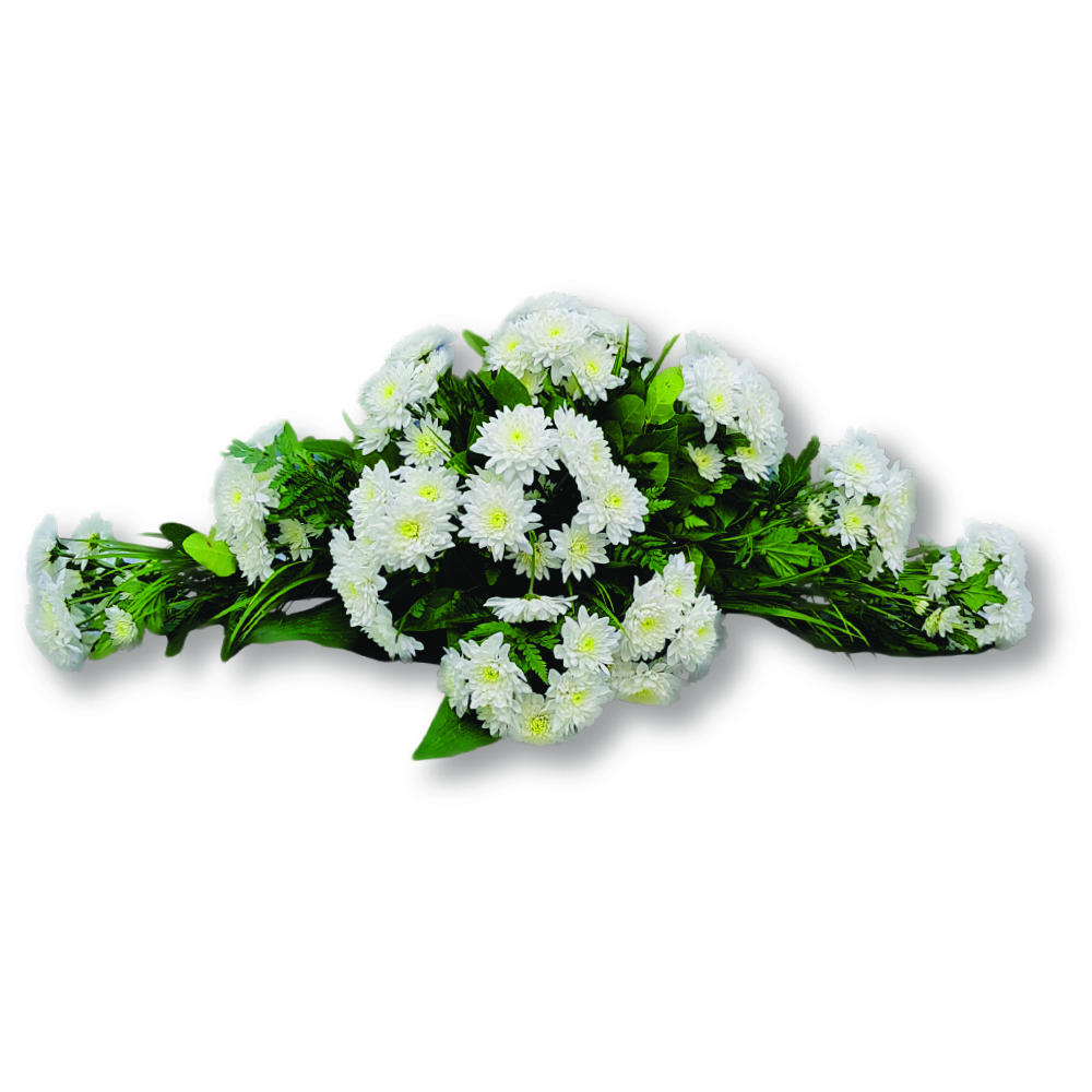 Available kapok builder Aranjament funerar capac sicriu din crizantema alba